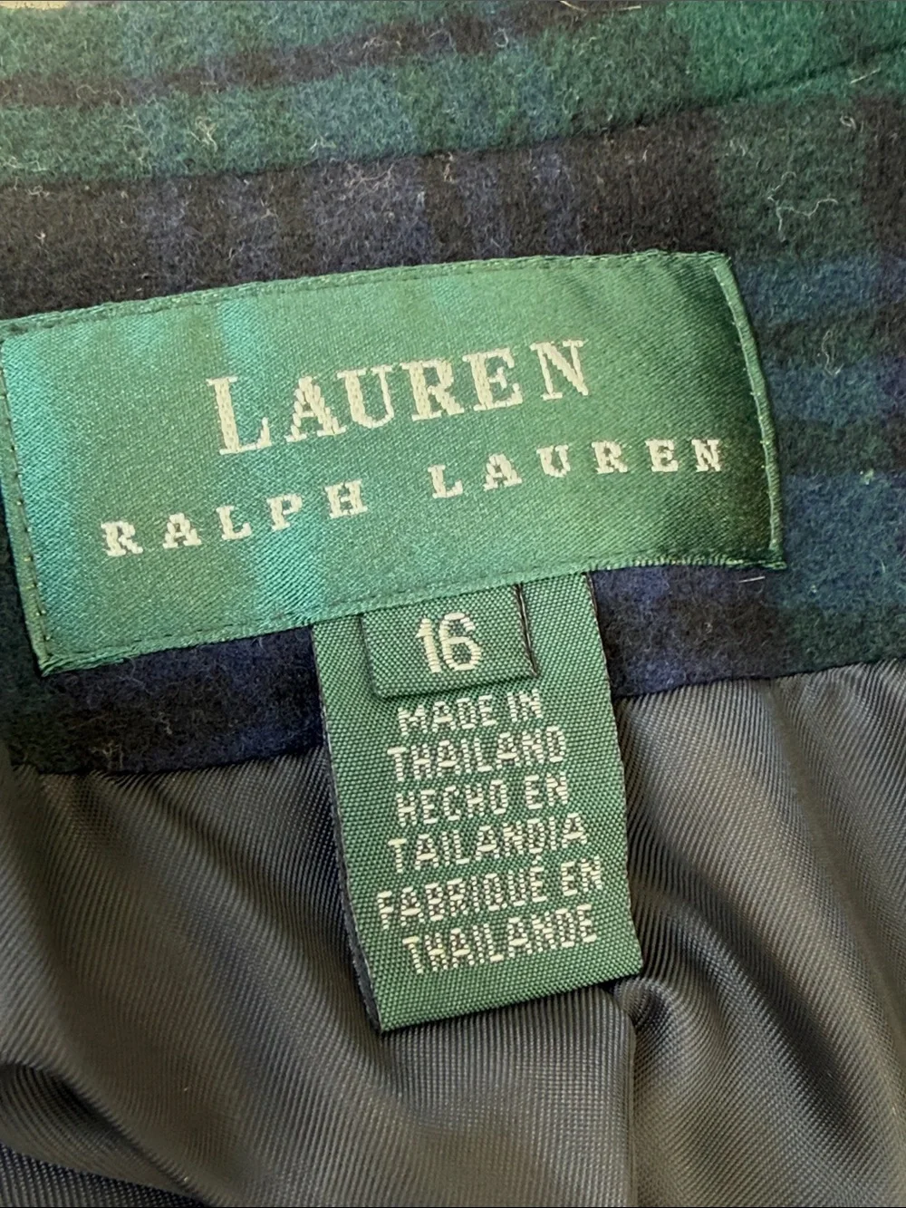 Lauren Ralph Lauren Black Watch Plaid Wool Cashmere Crest Blazer Jacket 16 - Picture 4 of 13